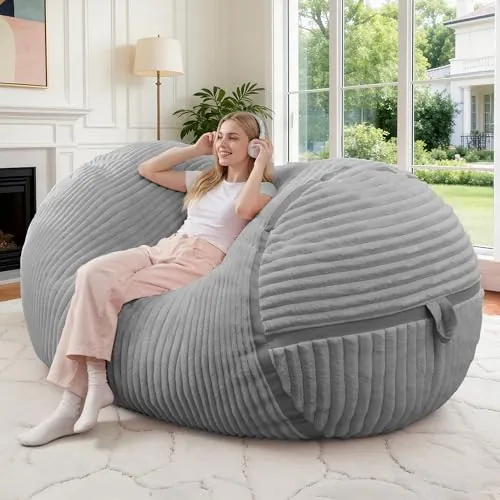 HABUTWAY 4' Memory Foam Bean Bag Chair (Light Grey)