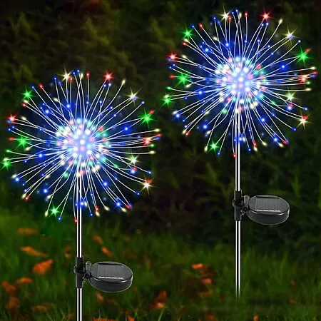 2-Pk 120-LED Yaafen Solar Firework Starburst Garden Lights (Various)