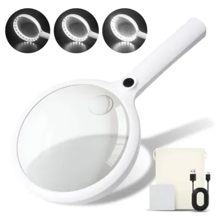 KINSUTO 2000mah Rechargeable Handheld Magnifying Glass with 24 LED Lights