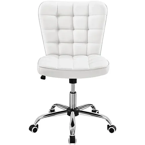 Yaheetech White Faux Leather Tufted Chair