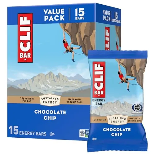 CLIF BAR Protein Energy Bars, Chocolate Chip, 15ct