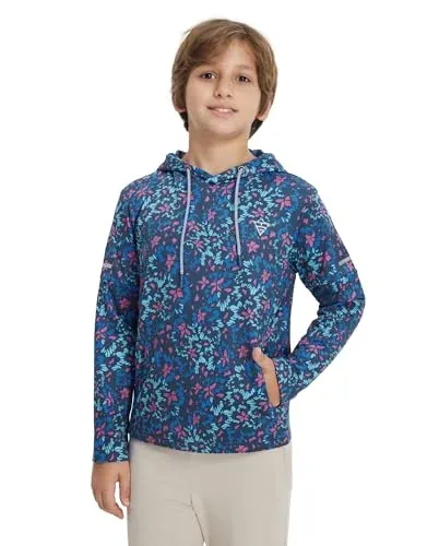 Boy’s Athletic Casual Pockets Hooded Pullover Sweatshirts
