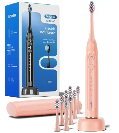Onlyone Rechargeable Sonic Electric Toothbrush w/ 8 Brush Heads Set