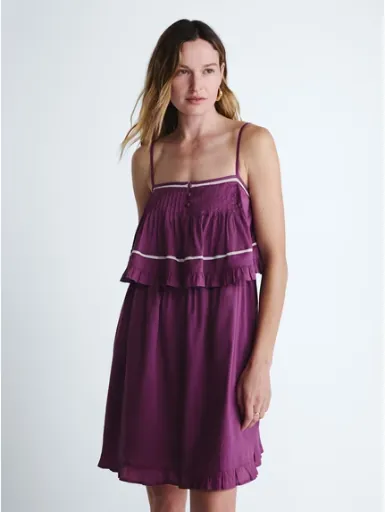 Scoop Women's Flowy Cotton Mini Dress with Lace Trim, Sizes XS-XXL (2 Colors)