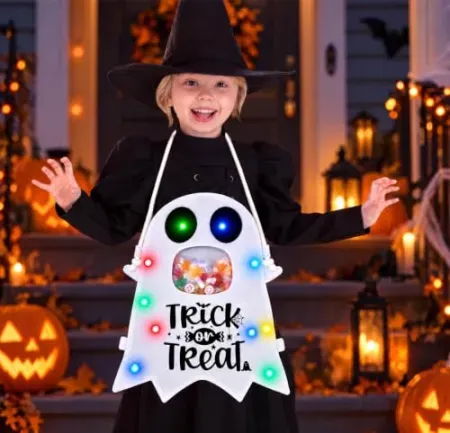 POCOSER Light-Up Ghost Trick-or-Treat Bucket