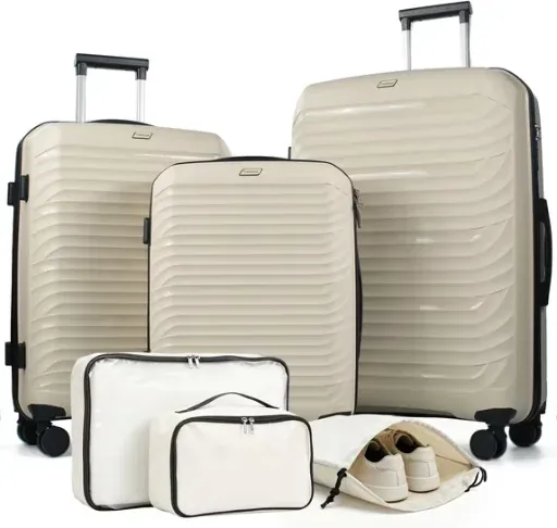 Travelhouse Hardshell Spinner Luggage Set w/ 2 Packing Cubes (3-Piece)