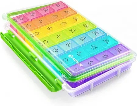 AUVON Large Moisture-Proof Weekly Pill Organizer
