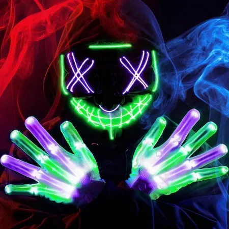 JOYIN Halloween LED Light Up Mask and Gloves Set