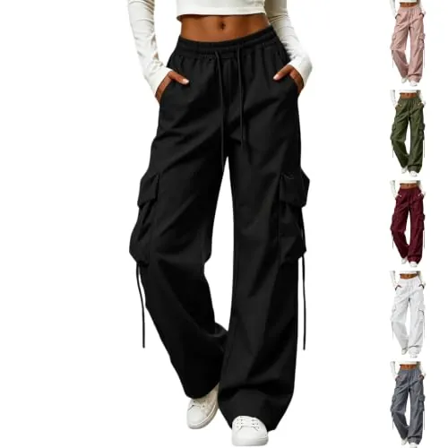 Baggy High Elastic Drawstring Cargo Pants