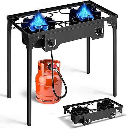 Ktaxon 2 Burner 150000 BTU Cooker Outdoor Camping Stove w/ Stand
