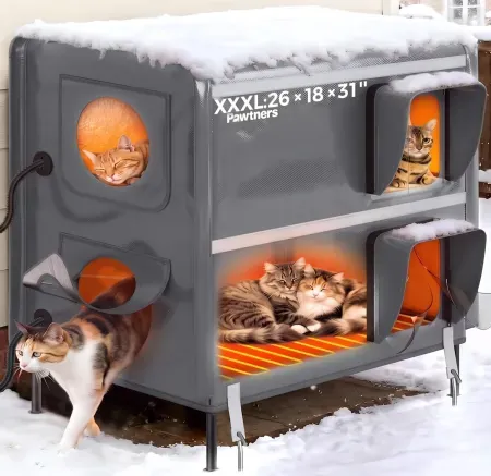 Pawtners 2-Story Extra Large Heated Outdoor Cat House