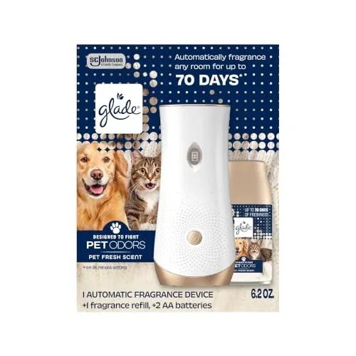 Glade Automatic Spray Refill Starter Kit, Pet Fresh Scent, 1 Holder + 1 Refill