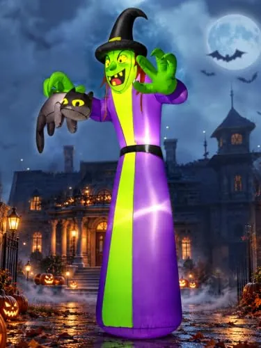zukakii 12FT Giant Halloween Inflatables Witch Outdoor Decorations