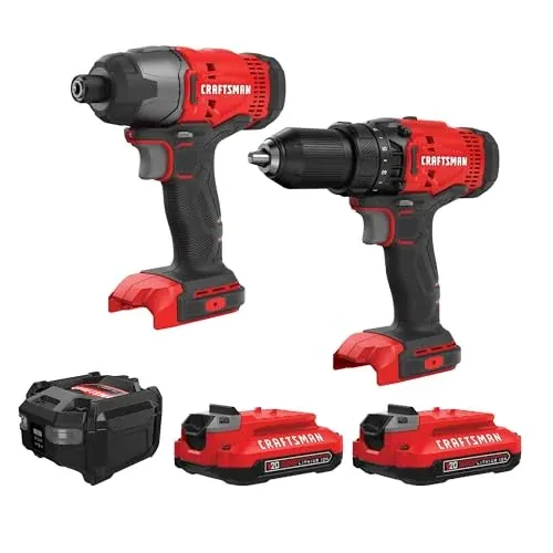 CRAFTSMAN V20 20V MAX Cordless Drill Driver & Impact Driver Combo Kit w/ 2 Batteries