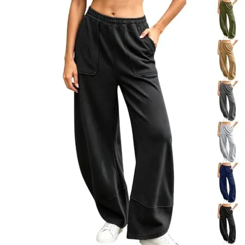 Womens Wide Leg Sweatpants Elastic Waist
