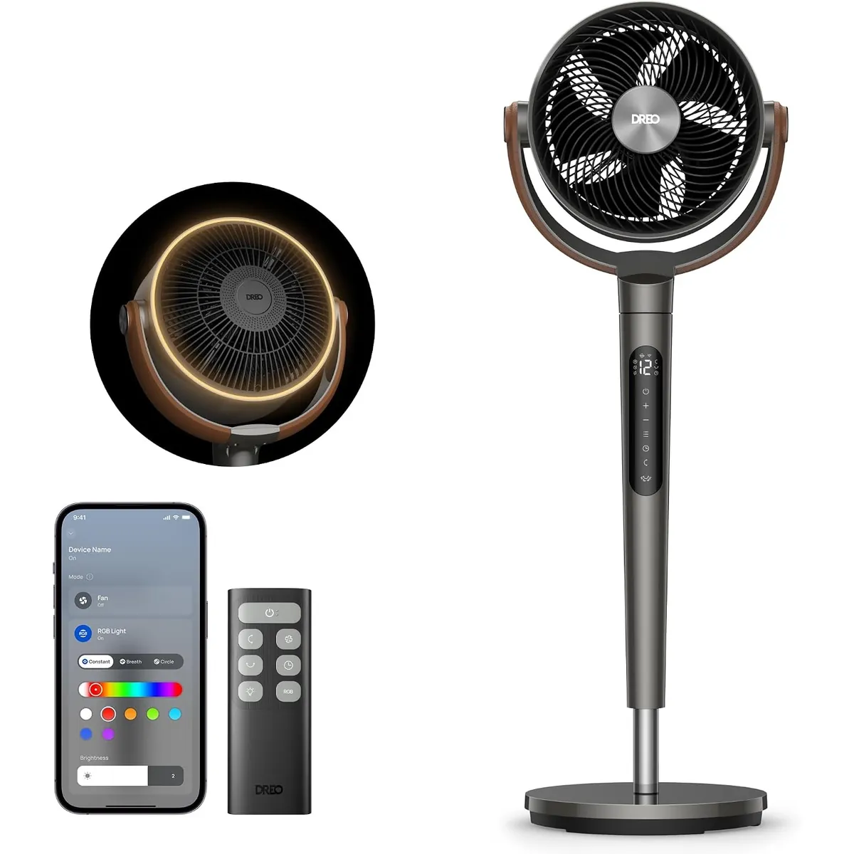 Dreo Smart Fan for Bedroom with RGB Light