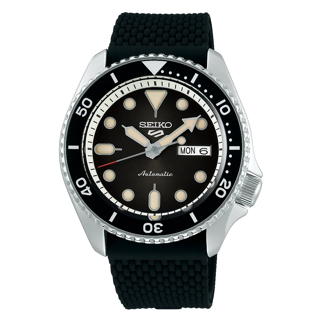Seiko 5 Sports SKX Black Gradient Dial Men's Watch w/ Black Silicone Strap (SRPD73K2)