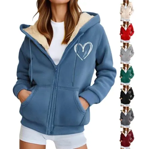 Sherpa Lined Fleece Zipper Hoodies