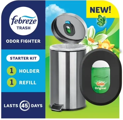 Febreze Trash Odor Fighter, Gain Original Scent, 1 Holder + 1 Refill