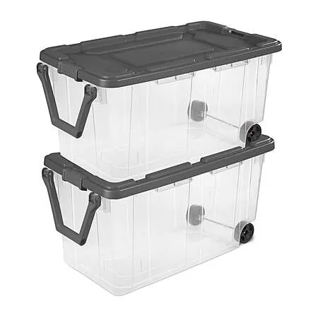 2-Ct Sterilite 40-Gallon Wheeled Clear Plastic Storage Bins (Various Colors)