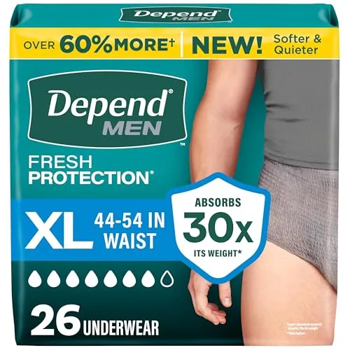 Depend Fresh Protection Adult Diapers Maximum Extra-Large Grey (26 Count)