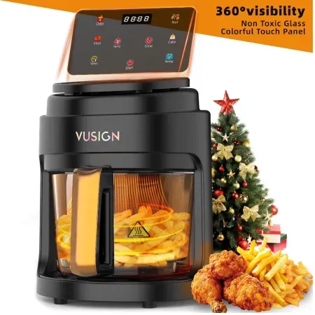 VUSIGN 5-Quart 1000W Air Fryer with 360° Viewing Glass Pot