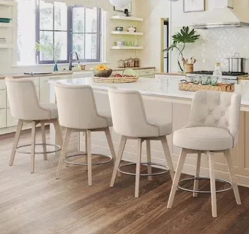 Rowland 26.5" Upholstered Fabric Swivel Counter Height Bar Stools Set of 4