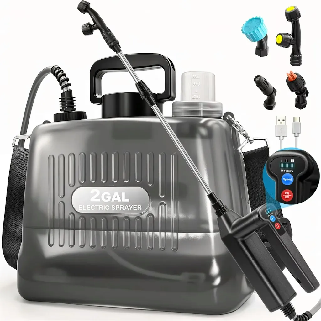 2-Gallon Battery Powered Electric Garden Sprayer w/ Extendable Wand