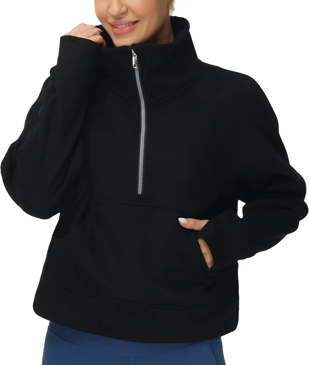The Gym People Women’s Half-Zip Crop Pullover Sweatshirt