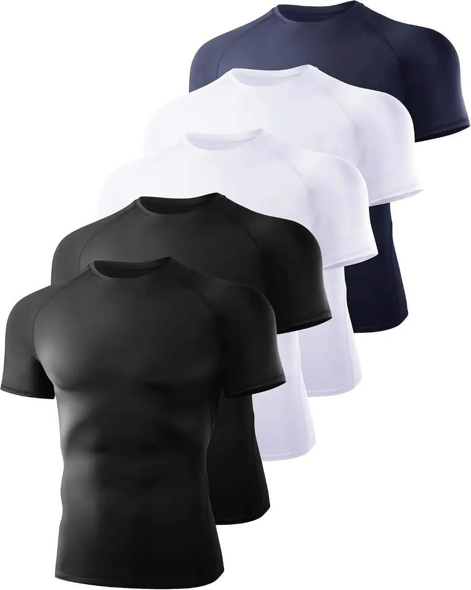 BOOJO Men’s Compression Shirt 5-Pack in Black