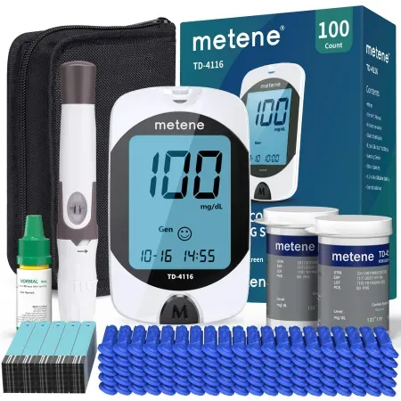 Metene Blood Glucose Monitor Kit W/ 100 Test Strips