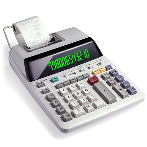 Sharp EL-1801V Ink Printing Calculator, 12-Digit LCD, AC Powered