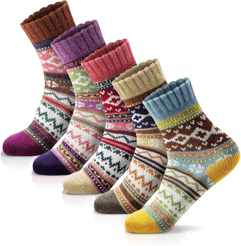 LisaCool Women’s Wool-Blend Socks 5-Pack in Multicolor-05