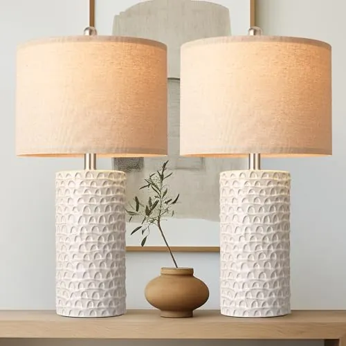 23" Modern Ceramic Table Lamp Set of 2