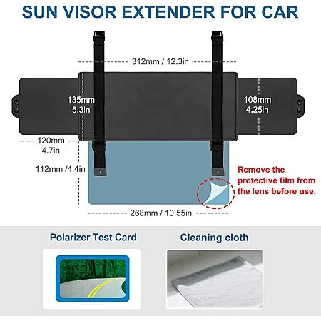 Veharvim UV400 Polarized Anti-Glare Car Sun Visor Extender
