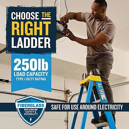 Werner 8' Type I Duty Rated Fiberglass Step Ladder (250 Lbs. Load Capacity)