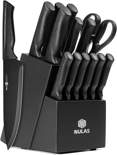 NULAS 15-Piece Knife Set with Block
