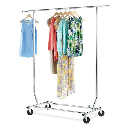 Whitmor Rolling Folding Adjustable Clothing Rack (51-74.5" Wide / 66-71" Tall)