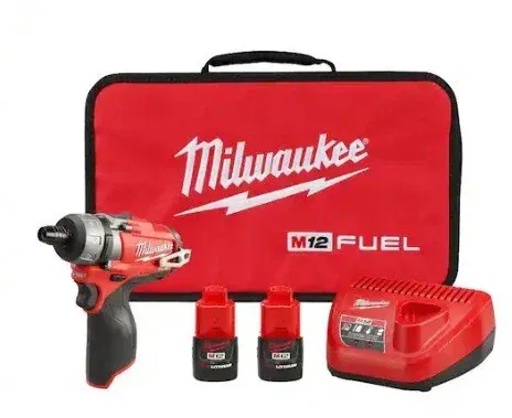Milwaukee M12 FUEL 12V Lithium-Ion Brushless Cordless 1/4 in. Hex 2-Speed Screwdriver Kit W/(2) 2.0h Batteries & Bag