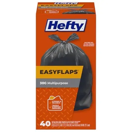 40-Count 30-Gallon Hefty Easy Flaps Multipurpose Large Trash Bags