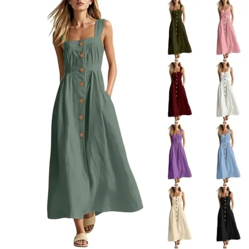 Sleeveless Linen Flowy Maxi Dress