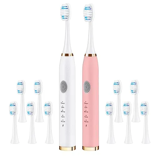 Electric Toothbrush 2-Pack with 10 Replacement Heads