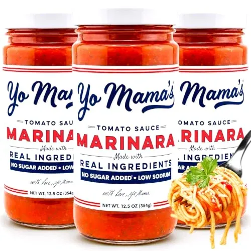 Yo Mama's Foods Keto Marinara Pasta Sauce, 3-Pack of 12.5 oz Jars