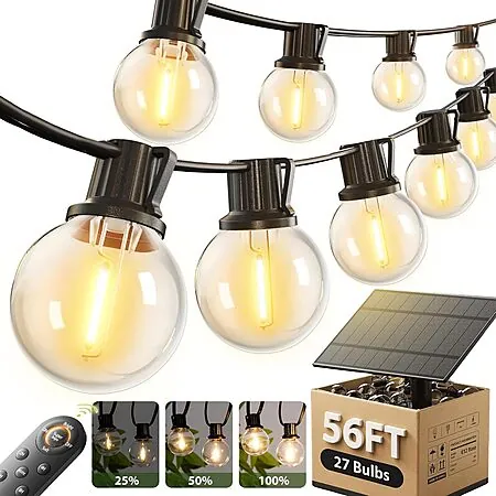 56' addlon Outdoor Waterproof Solar String Lights w/ Remote (27 LED Bulbs)