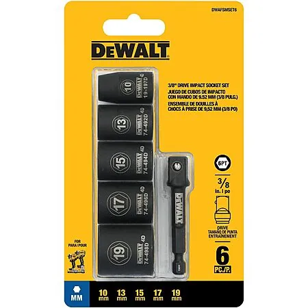 6-Pc DeWALT 3/8" Metric Impact Socket Set