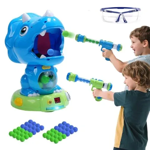EagleStone Moveable Dinosaur Shooting Toys with 2 Air Pump Guns, 48 Balls