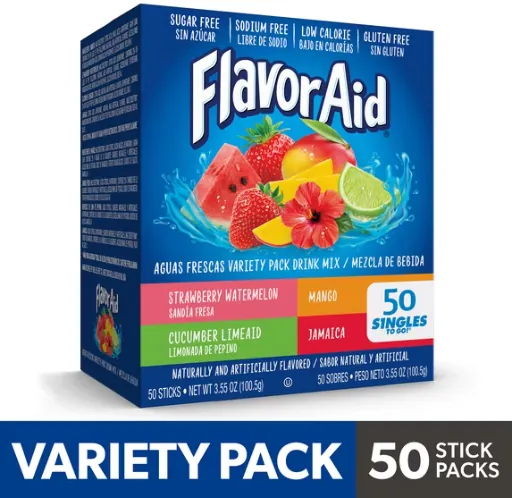 Flavor Aid Aguas Frescas Singles To Go Powdered Drink Mix Variety Pack 50 Count