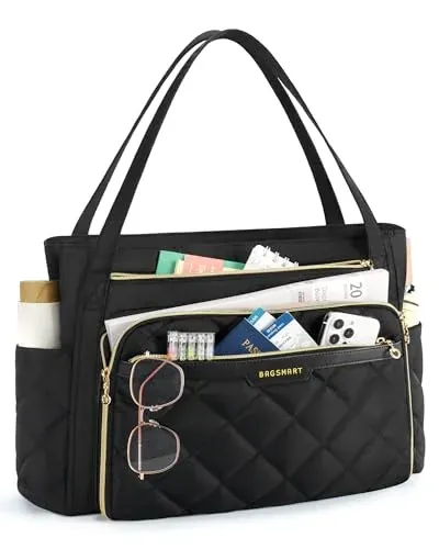 BAGSMART Quilted with Insulated Pocket Tote Bag