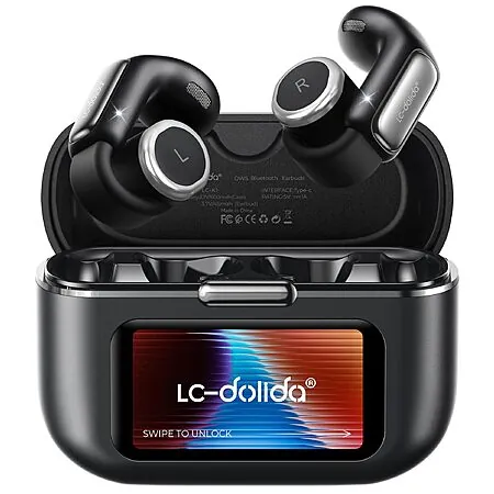 LC-dolida Open-Ear Wireless Earbuds w/ Smart LED Display Case