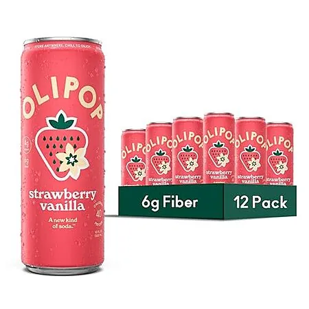 12-Pk 12-Oz OLIPOP Prebiotic Soda Pop (Strawberry Vanilla)